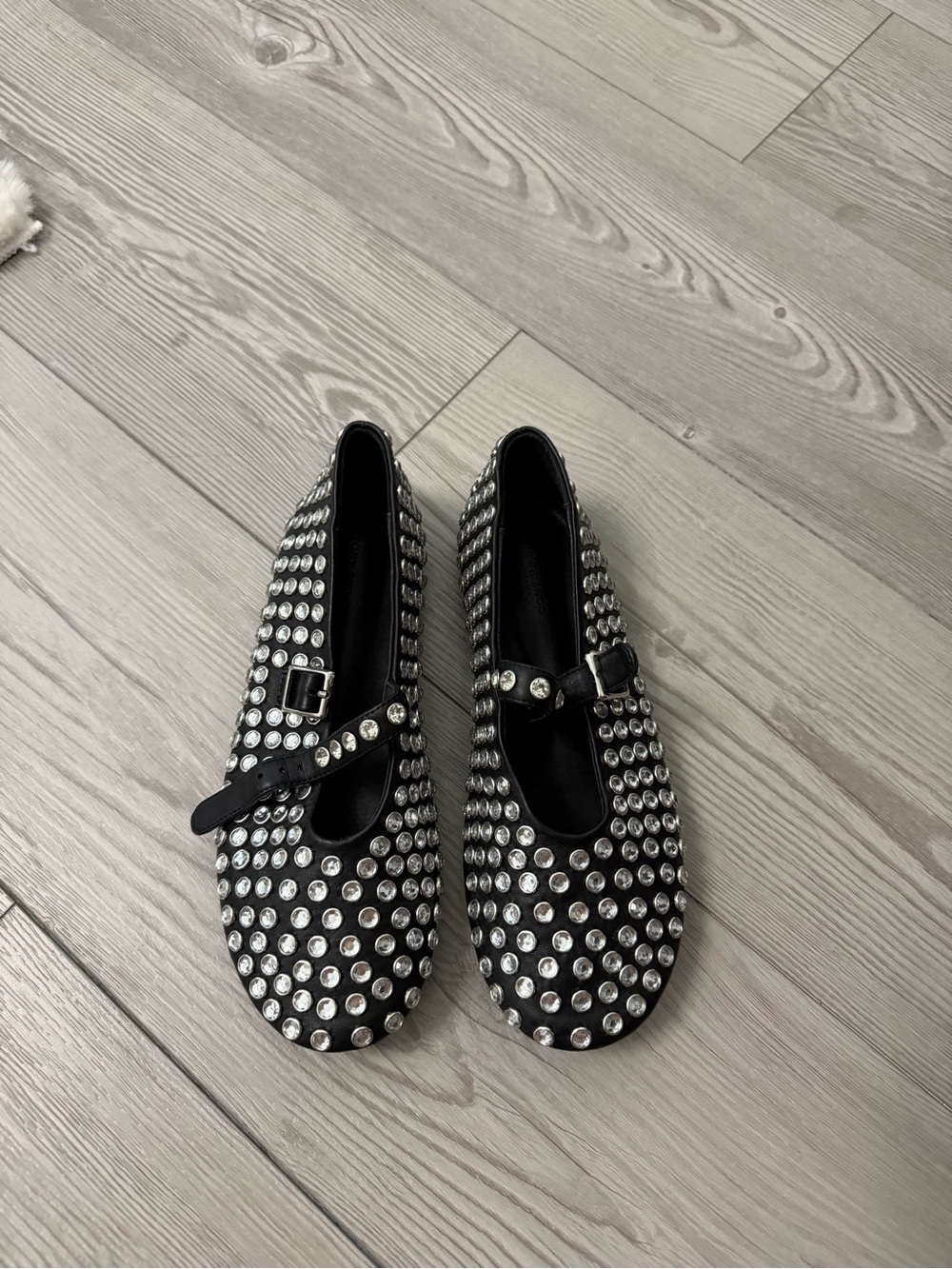 Tony Bianco Black Studded Mary Jane Flats